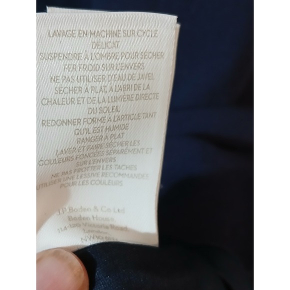 Boden Navy Blue Scalloped Lace Trimmed Long Sleeve Dress US 8 UK 12 - Picture 5 of 5